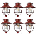 YAKii 6 Pack Solar Lantern Hanging Waterproof Outdoor Metal Solar Lamp with Warm White Light Decorate for Yard Garden Pathway Patio Porch (Red) - style: Red-6 pack