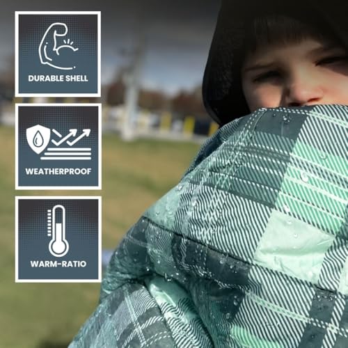 ROAM Weatherproof Sherpa Fleece Blanket - Durable Recycled Ripstop Exterior, Eco Insulation, Compact Travel Design, Machine Washable, All-Season Outdoor & Indoor Blanket, 75" x 52" (Campfire Plaid) - color: Campfire Plaid