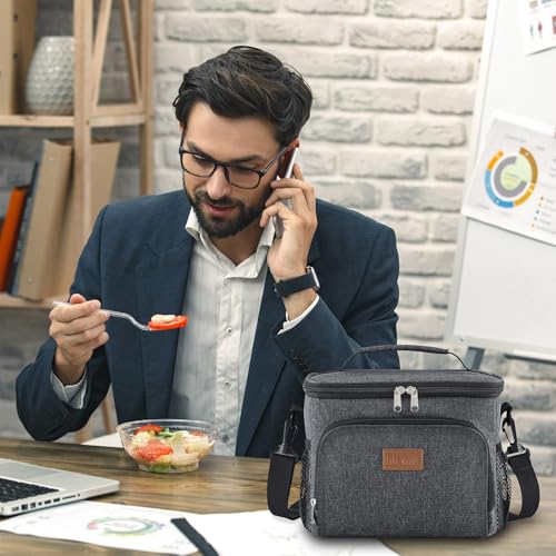Lifewit Reusable Insulated Lunch Bag, Portable Cooler Freezable Soft Lunchbox Leakproof with Adjustable Shoulder Strap for Men Women Adult for Work Picnic or Travel, 9L 12 Can, Dark Gray - color: Dark Gray, size: Medium(9L)