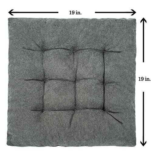 FABRICASTLE Outdoor Chair Cushions Patio Cushion Premium Comfortable Thick Fill Tufted 19" x 19" Floor Wicker Seat Pads, 2 Count (Dark Grey, 2) - color: Dark Grey