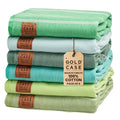 Gold CASE LYCIA Turkish Beach Towel Set of 6 – 100% Cotton Turkish Beach Towels Bulk 70 x 38'' – LYCIA Oversized, Quick Dry & Sand Free Beach Towel – Lightweight Towels Set in Tones of Green - color: Tones of Green, style: Beach-Bath Towel Set