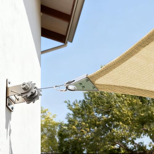 ColourTree Super Ring 16' x 24' Beige Rectangle Sun Shade Sail, Commercial Grade UPF50 Canopy, Reinforced Corners & Edges, 260 GSM Fabric Heavy Duty -5 Years Warranty (We Make Custom Size)