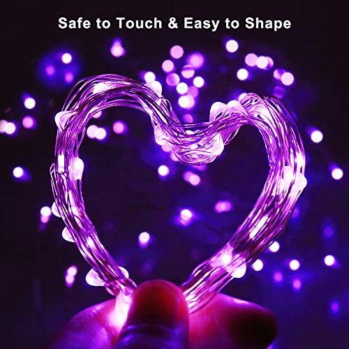 Blingstar USB Powered Fairy Lights, 2 Pack 33Ft 100 LED, Flexible Silver Wire, Mini String Lights for Christmas Tree/Halloween/Bedroom/Camping/Holiday Decoration, Purple - color: Purple