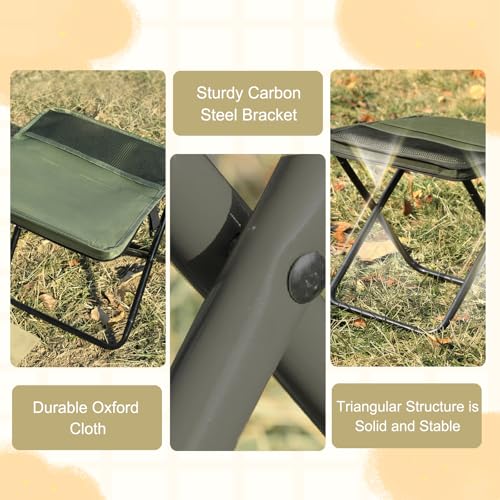 Collapsible Stool Folding Stool for Adults, Foldable Backpack Stool Portable Chair Heavy Duty Compact Travel Camping Stool with Storage Pocket, Portable Folding Seat for Fishing Hiking (Green, L) - color: Green, size: Large