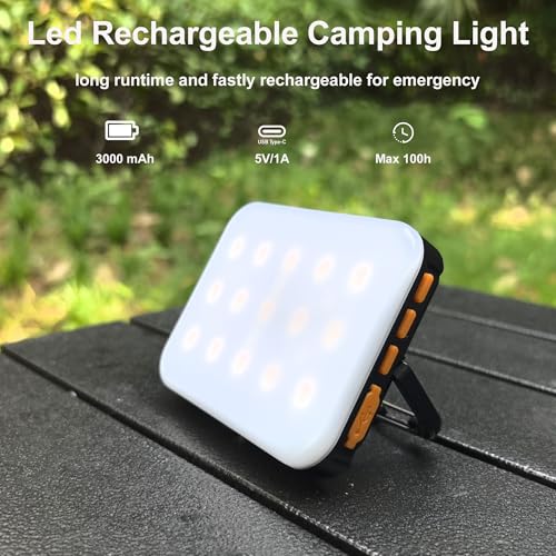 Tent Lights for Camping, Rechargeable Camping Lights for Tent, Camping Tent Light RGB Lights with 8 Light Modes IP65 Waterproof Magnetic Function for Outdoor Emergency Fishing Tent(Black) - style: LY01 Black