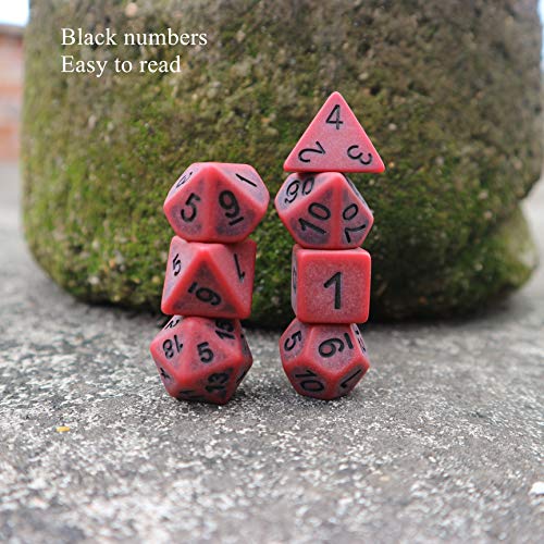 DND Dice Set Ancient RPG Dice for Dungeons and Dragons(D&D) Pathfinder MTG Tabletop Role Playing Game Polyhedral 7-Die Dice Group (Scarlet) - color: Scarlet