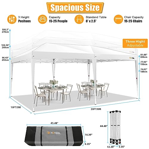 HOTEEL 10x20 Pop Up Canopy Tents for Parties, Outdoor Tent with 6 Sidewalls & 8 Wind-Resistant Rods & Carry Bag, Easy Setup for Wedding, Patio Events, Commercial, Waterproof and UV50+ Protection,White - color: White, size: 13x26FT (+4 Walls)