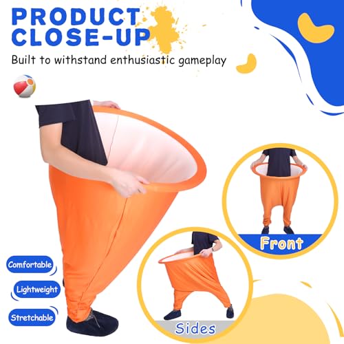 14 Pcs Granny Pants Yard Game, Oversized Granny Pants Outdoor Games with 10 Bouncy Balls and 2 Air Pump, Giant Stretchy Pants, Fun Tossing Games Props for Outdoor Parties, Group Gatherings - color: Orange, size: Large (Pack of 2)