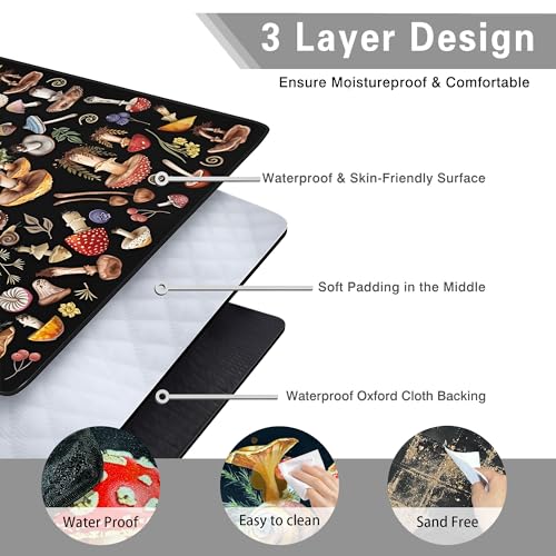 Supfitness Extra Large Picnic Blankets Waterproof Foldable (60 "x 80") Beach Blanket Waterproof Sandproof,3-Layer Thicking Mat Outdoor Packable Camping Blanket - color: Black, size: 60x80in