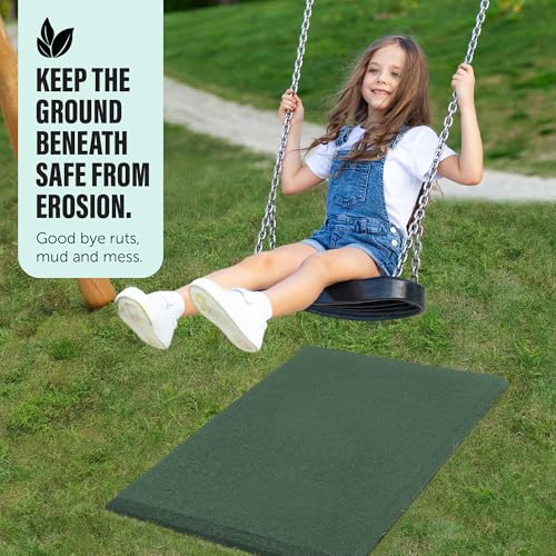 Playsafer Heavy Duty Commercial Grade Rubber Playground Safety Mat - Playground Protection Mat for Swings and Slides - 54" Long X 32" Wide x 2" Thick (Green) - color: Green
