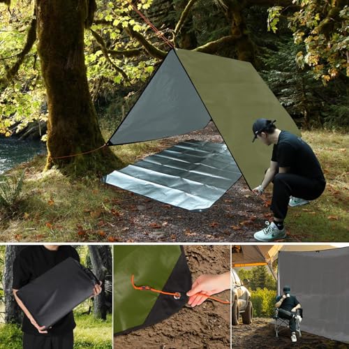 RedSwing 2 Pack Heavy Duty Waterproof Emergency Thermal Tarp, Insulated Survival Blanket for Outdoor Camping, Hiking, and Emergency Shelter, Green - color: Green 83''x59'',2 Packs