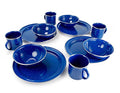 GSI Outdoors Pioneer Enamel 12 Pieces (4-Person) Dish Set I Enamelware Dishes Including Plates, Bowls and Mugs for Camping, Outdoors, RV, Camp, Blue - color: Blue