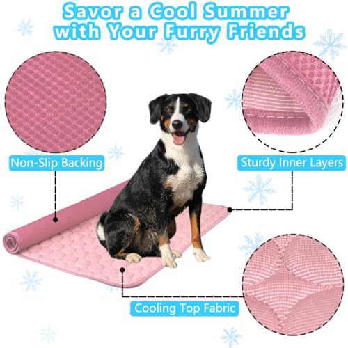 Dog Cooling Mat for Dogs, Pet Cooling Pad Bed for Dog Easy Washable for All Types of Pets and Perfect for Both Indoor and Outdoor Use, Including Car Seats 28" x 22" - color: B-Pink-1 Pc, size: 28 in x 22 in