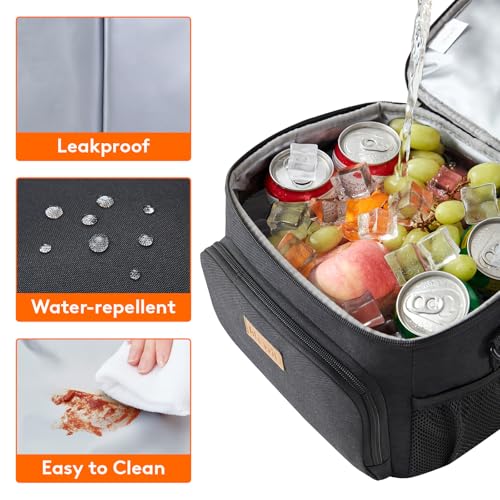Lifewit Reusable Insulated Lunch Bag, Portable Cooler Freezable Soft Lunchbox Leakproof with Adjustable Shoulder Strap for Men Women Adult for Work Picnic or Travel, 9L 12 Can, Black - color: Black, size: Medium(9L)