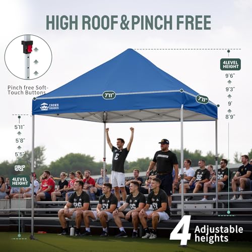 CROWN SHADES Pop Up Canopy Tent, 8x8 Commercial Canopy Tent with 4" Wheels, 4 Upgraded Weights, Patented Centerlock, 400D Strength Oxford Fabric, Sto'N Go Bag, Blue - color: Blue, size: 8x8