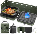 Camping Stove, 2 Burner Propane Stove With Grill,17,000 BTU Camp Stove, Foldable Camping Stove Propane Includes Carry Bag,Windscreen & Grill,Adjustable Burners & Piezo Ignition for Tailgating,BBQ,Camp - color: Green