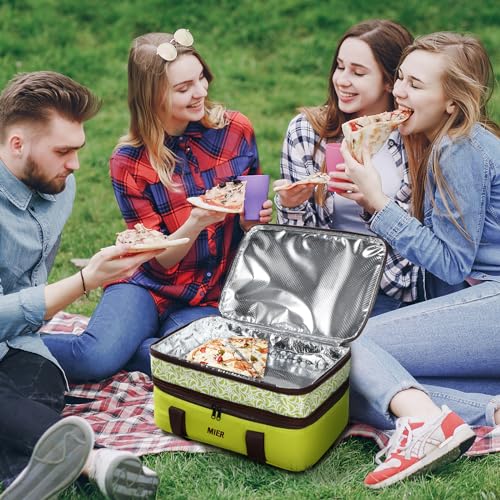 MIER Insulated Double Casserole Carrier Bag Fits 9 x 13 Inches Baking Dish, Casserole Dish, Expandable by Mid Zipper, Grass Green - color: Grass Green