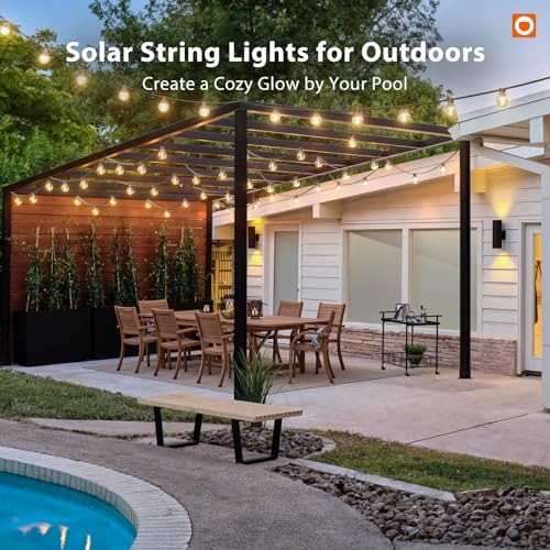addlon 25FT Solar Powered Outdoor String Lights Waterproof with Remote, G40 Solar Powered String Lights with 13 LED Shatterproof Bulbs, 3 Light Modes, Dimmable Solar Lights for Outside Bistro Cafe - size: 25FT