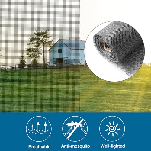 NeatiEase Window Screen Roll, 36"x50' Adjustable Flexible Fiberglass Screen Door Mesh - DIY Replacement Kit for Patio Porch Door Windows and Sliding Screen Doors(Gray) - color: Gray, size: 36in(W)x50ft(L)