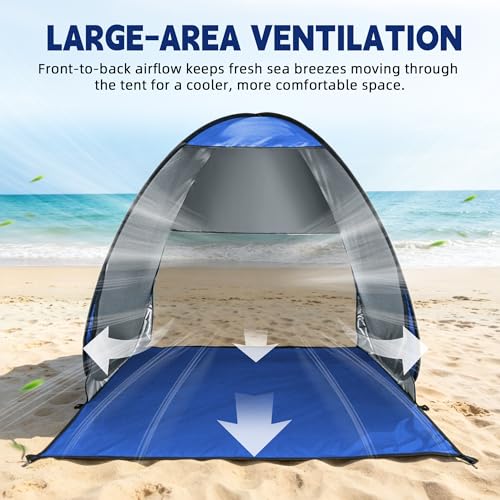 NARMAY Camping Tent, Pop Up Beach Tent, Portable Sun Shelter for 1-2 Person with UPF 50+ UV Protection - Blue - color: Blue