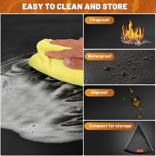 36" Round Fire Pit Mat - Fireproof Deck Patio Protector Mat,Double-Sided Design,5 Layer Waterproof Oil-Proof Under Grill Mats,Firepit Protection Rug for Deck Fireproof,Outdoor Grass Grill Accessories - size: 5 Layer/36 Inch