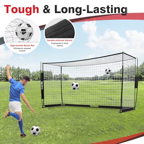 Portable Soccer Goal, Detachable 12x6 FT Soccer Goals Net for Backyard, Quick Setup Training Equipment with 1 Carry Bag, 12 Training Cones - color: Black