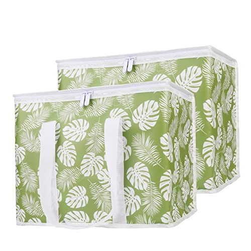 Bodaon 1-Pack Insulated Reusable Grocery Shopping Bags, X-Large Picnic Cooler Bag with Top Cold, Green-Leaf - color: Green Leaf, size: X-Large