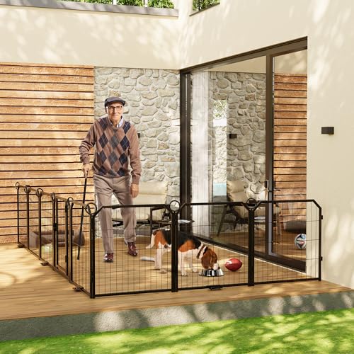 Dog Playpen Indoor 32 Inch 8 Panels Pet Pen with Door & Stakes Portable Exercise Puppy Playpens Metal Dogs Fence Outdoor for Yard RV Camping Training Trips Small Medium Dogs Foldable Expandable - size: 32 Inch