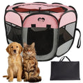 Dog Cat Playpen，Pet Cage - Indoor Outdoor, Portable Foldable Pop Up, Removable Zipper Top，Fits Dogs, Cats, Rabbits (Pink,M) - size: M