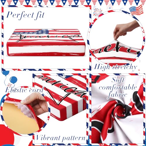 Newwiee 8Pcs Patio Cushion Covers Stretch Outdoor Cushion Cover Replacement for Patio Furniture Sofa Couch Slipcovers, Soft Flexibility Washable Furniture Protector(Independence Day,Classic Color) - color: Classic Color, style: Traditional