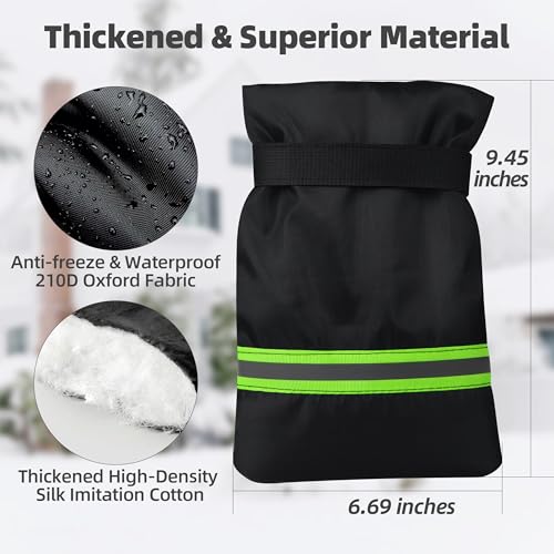 Outdoor Faucet Covers for Winter: Freeze Protection for Outside Hose Bib Spout - Insulation Water Spigot Sock with 9.5" H x 6.7" W - Waterproof Tap Cover Reusable for Garden 2 Pack