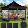 SmoothNovelty 3 Pcs Clear Canopy Sidewalls with Black Storage Bag Window Sidewall for 10 x 10 Inch Tent Waterproof Shade Wall, Sunwalls Only, Canopy Tent Not Included, No Zipper - color: Black