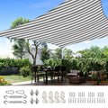 Quictent 12x16ft 185G HDPE Rectangle Sun Shade Sail Canopy 98% UV Block Outdoor Patio Garden with Hardware Kit (White and Gray) - color: White and Grey Multi, size: 12 x 16 ft, style: Rectangle