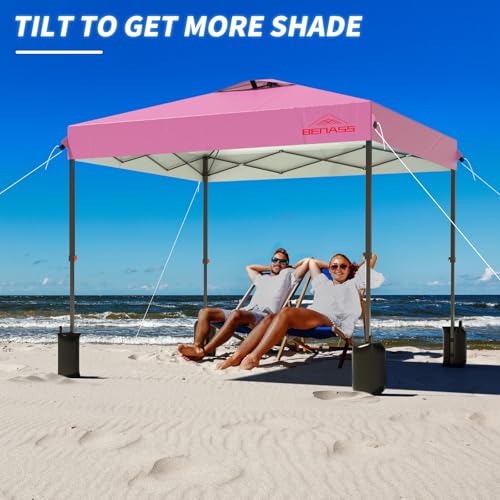 8x8 Pop Up Canopy, Easy Up Canopy Tent, Heavy Duty Tents for Parties, One Person Set Up Event Tent, Pink - color: Pink, size: 8x8