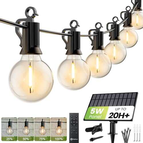 Brightown String Lights Outdoor Waterproof with Remote Cable Ties, 108FT G40 Patio Lights with 50 LED Shatterproof E12 Bulbs, 3 Light Modes, Dimmable Hanging Lights for Backyard Party Decor - size: 108FT G40