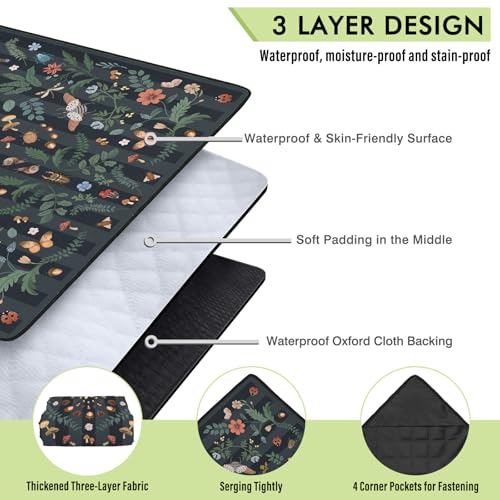 Mushroom Picnic Blankets Waterproof Foldable, 60″X80″ Packable Picnic Mat Insect Outdoor Blanket for Grass, Boho Large Beach Blanket Sandproof Picnic Accessories for Camping Music Festival Park Lawn - color: C04, size: 5' X 6'8" (Rectangular)