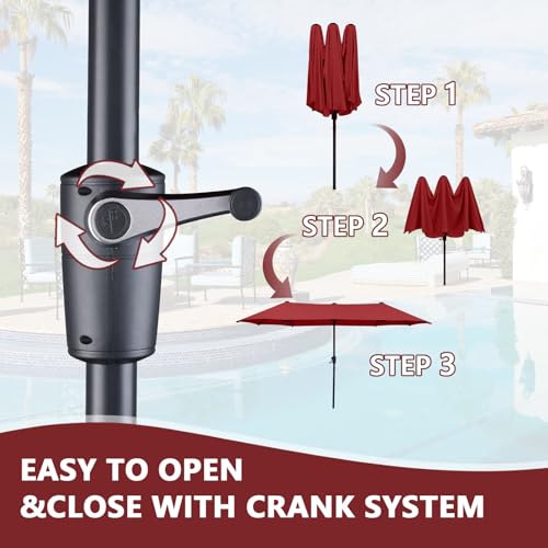 13Ft Large Patio Umbrella Outdoor Double-Sided Market Umbrella w/Easy Crank for Yard, Poolside, Deck, Red - color: Red, size: 13FT Umbrella