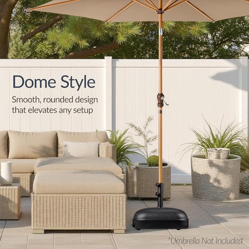 Best Choice Products 123lb Capacity Fillable Mobile Umbrella Base, Heavy Duty Market Stand for Patio, Deck, Poolside, Easy to move w/ 4 wheels - Dome Square Black - color: Black - Dome