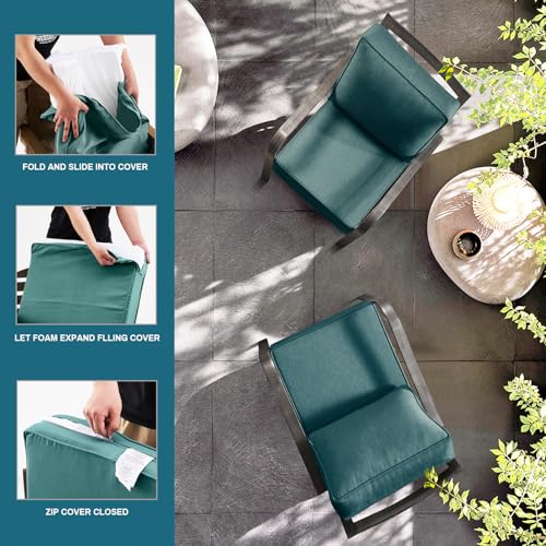 ARTPLAN Deep Seat Outdoor Patio Chair Cushions,2-Piece Seat and Back Cushion Set 24x24x6 and 18x24 Inches,Square，Aqua - color: Aqua