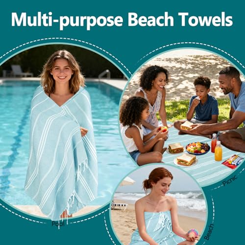 YSYJ 24 Pack Turkish Beach Towel 36"x71" Beach Towels Oversized Bath Towels Sand Free Quick Dry Turkish Towel Bulk Extra Large Pool Blanket Blue - color: Blue, size: 36"x71"- 24 Pack