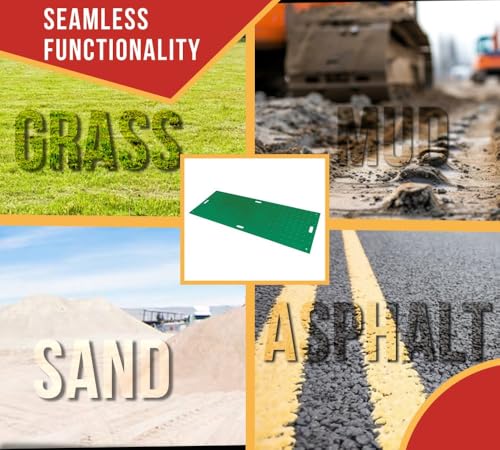 Mytee Products 3' x 8' Green Ground Protection Mats with Double Sided Diamond Plated Tread Design - High Density Polyethylene Mat, Easily Supports 90 Ton Loads on Lawns, Dirt, and Any Other Areas - color: Green, size: 1 - Pack
