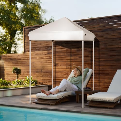 5x5ft Outdoor Pop Up Canopy Tents,Portable Instant Folding Shelter Gazebos,Waterproof Beach Tents,Easy Up Instant Commercial Canopy Tent,with Carry Bag,for Garden Camping Wedding Party BBQ (White) - color: White, size: 5x5ft