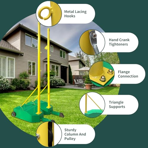 Badminton Pole,Portable 5.1FT Badminton Net Frame Poles with Wheel,Movable Badminton Pole Stand with Heavy Duty Base,Badminton Net for Backyard Park Stadium School Indoor Outdoor