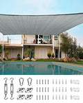 Quictent 20x16ft Rectangular Sun Shade Sail 185G HDPE Canopy 98% UV Block Outdoor Patio Garden Commercial Deck with Hardware Kit (Gray) - color: Gray, size: 20 x 16 ft, style: Rectangle