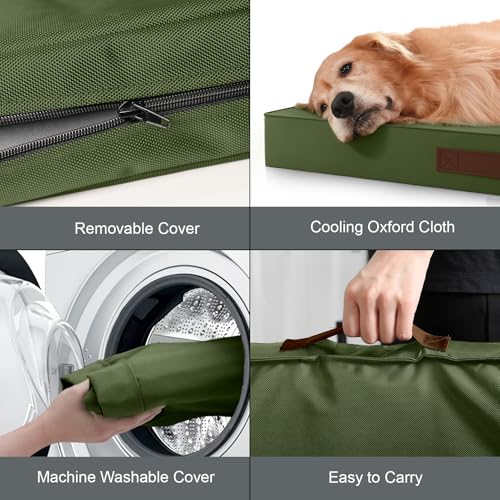 Outdoor Dog Bed for Small Dogs, Waterproof Dog Crate Bed for Medium Dogs Cats, Orthopedic Egg Crate Foam Pet Bed with Washable Removable Oxford Cover, Amy Green - color: Amy Green, size: 29.0"L x 18.0"W x 3.0"Th
