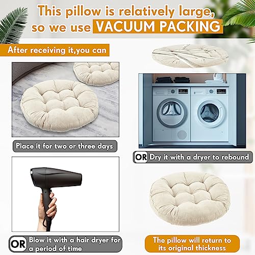 Jerify Floor Pillow Cushions Large Round Square Large Meditation Floor Pillow for Classroom Adult Meditation Picnic Party Seating Learning Daycare School(Round,Beige,4 Pcs) - color: Beige, size: Round