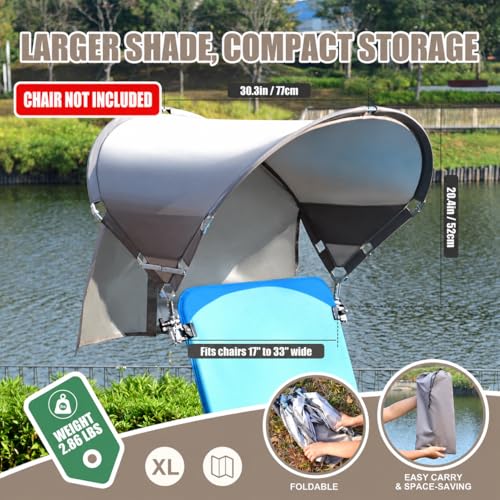 XL Universal Wind-Resistant Chair Umbrella Canopy, Extra Large Foldable UPF 50+ Sun Shade Attachment with Adjustable Clamp, Fits Most Beach, Camping, Lawn, Sports, Zero Gravity Chairs, Patented - style: XL