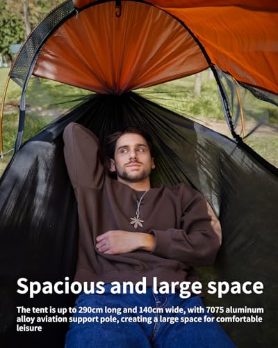 Camping Hammock Tent with Mosquito Net and Sunshade, Extra Large for 2 Person, Lightweight Hanging Hammocks Tree Straps, Bivvy Ground Tent for Outside, Hiking, and Travel - color: Hammock-orange