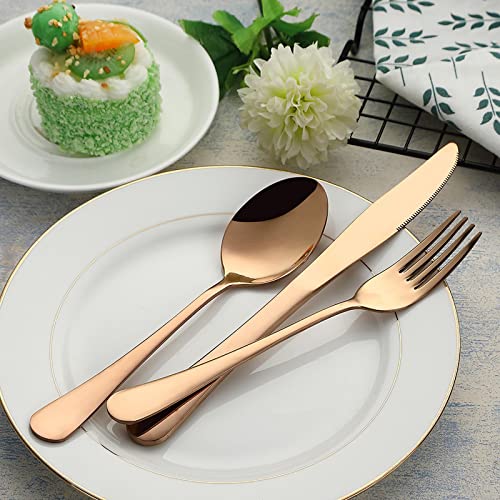 Portable Travel Utensils, Reusable Silverware with Case for Fixing Tableware, 9 Pieces Stainless Steel Stable Flatware Set, Camping Picnic Cutlery Set (Rose Gold Set) - color: Rose Gold Set, size: 9 Pieces - Medium