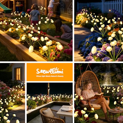 Solar Garden Lights Outdoor, 6Pack Solar Lights Garden Decor, Swaying Mushroom Lights Waterproof for Yard, Patio,Pathway Decoration,Gifts for Women,Mom(Warm White) - size: 6 Pack